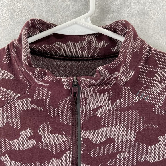 Lululemon Shirt men's Medium Surge Warm Half 1/2 Zip Pullover Jacquard Red Camo - Picture 3 of 14